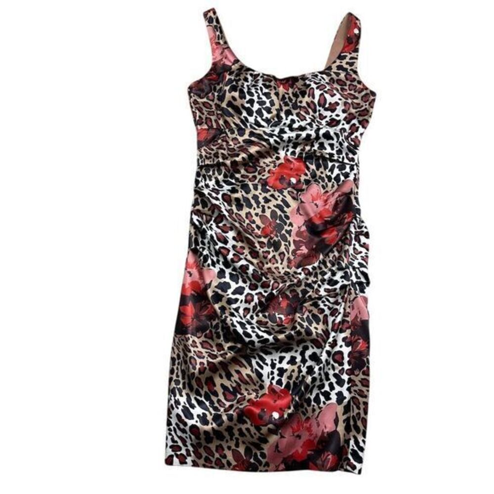 Signature by Sangria Women's Size 10 Cheetah Leopard Floral Bodycon Dress‎